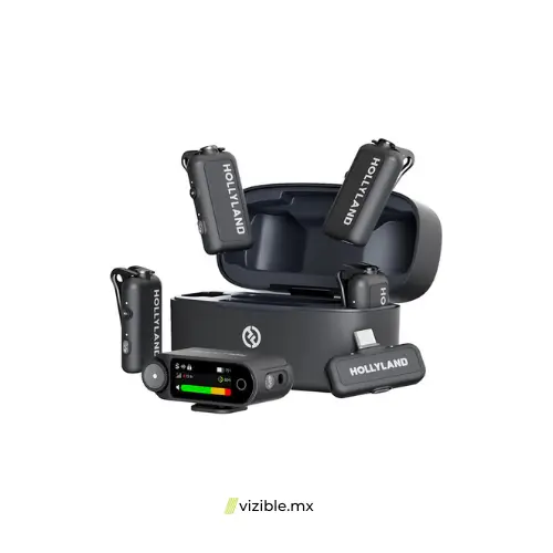 Hollyland LLARK MAX 2 Combo para 4 personas Kit de sistema de micrófono inalámbrico con 4 TX, USB-C RX, Cámara RX.