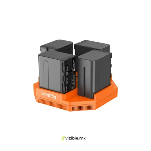 Smallrig Cargador de batería de 4 canales y kit de 4 baterías para Sony NP-F970